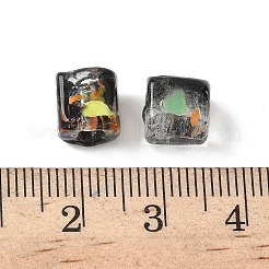 Запеченные бусины ручной работы из золотистого песка с росписью&nbsp;LAMP-P072-01A-02