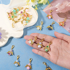 20 шт. двухцветная стеклянная бусина с подвесками из сплава&nbsp;HJEW-TAC0110