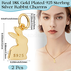 2 шт. 925 подвески в виде кролика из стерлингового серебра&nbsp;STER-BBC0008-28