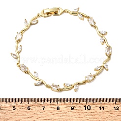 Браслеты-цепочки из латуни с микропаве из прозрачных кубических цирконий&nbsp;BJEW-C130-02G