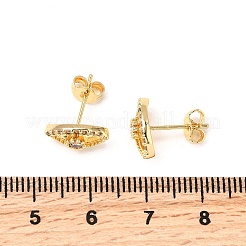 Серьги-гвоздики из латуни с микропаве из прозрачного кубического циркония&nbsp;EJEW-A135-01G