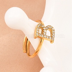 Открытые кольца-манжеты из нержавеющей стали 304 с микропаве из кубического циркония&nbsp;RJEW-D336-01G-09