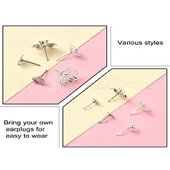 30 шт. 5 стиля фурнитуры для сережек-гвоздиков из нержавеющей стали 304&nbsp;STAS-YW0001-87