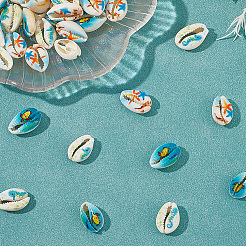 80шт печатные натуральные бусины из ракушек каури&nbsp;BSHE-LT0001-02