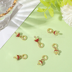 8 шт. латунные красные эмалевые подвески в виде растений в европейском стиле&nbsp;OPDL-BBC0001-03G-02