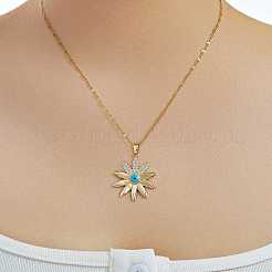 Винтажные элегантные латунные микропаве прозрачные кубические циркониевые эмалевые ожерелья с ромашками и сглазом для женщин PF8870-2