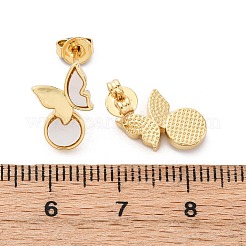 Серьги-гвоздики из латуни в форме ракушки-бабочки&nbsp;KK-D363-22G