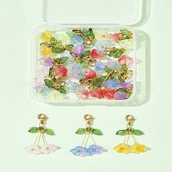 18шт 9-х цветный стеклянный подвесной декор в виде колокольчика&nbsp;HJEW-FS00037