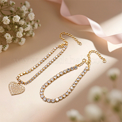 3 сумка 3 цвета железный кристалл стразы теннисные браслеты на ногу наборы для женщин&nbsp;AJEW-HY0002-69