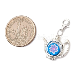 Подвеска для чайника ручной работы из полимерной глины и тибетского серебряного сплава&nbsp;HJEW-JM04024