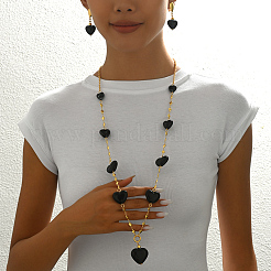 Винтажные шикарные комплекты из сплава и смолы в форме сердца для женщин&nbsp;XE3850-1