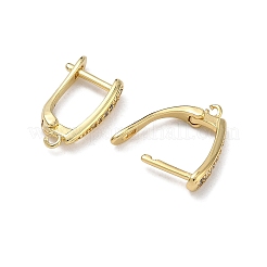 Латунные серьги-кольца из прозрачного кубического циркония&nbsp;KK-H256-06G