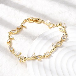 Браслеты-цепочки из латуни с микропаве из прозрачных кубических цирконий&nbsp;BJEW-C130-02G