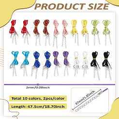 20 шт. 10 цвета 2 мм плоский искусственный замшевый шнур для изготовления ожерелья с фурнитурой&nbsp;NJEW-LP0007-08A