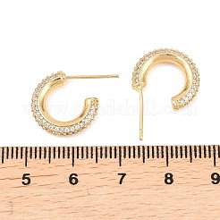 Серьги-гвоздики из латуни в форме буквы С с прозрачным кубическим цирконием&nbsp;EJEW-A156-11A-G
