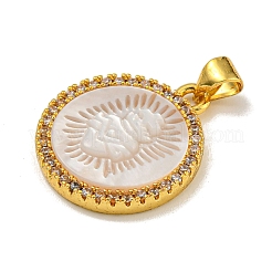 Покрытие стойки латунь микро паве прозрачный кубический цирконий плоские круглые подвески&nbsp;LS-KK-U025-10G-09