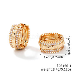 Блестящие полые латунные серьги-кольца из прозрачного кубического циркония&nbsp;SQ9568-1