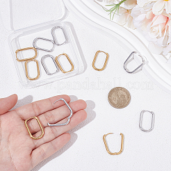 6 пара овальных серег-колец из нержавеющей стали 304 двух цветов&nbsp;EJEW-UN0003-04