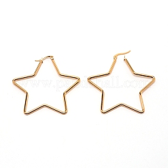 Огромные серьги-кольца из нержавеющей стали star 201 для девушек и женщин&nbsp;EJEW-TAC0011-03G