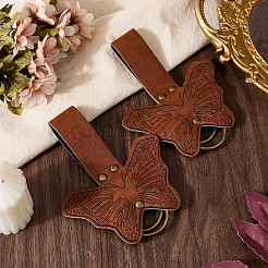 Подвеска в виде бабочки из искусственной кожи в стиле средневековья с кольцом из сплава&nbsp;HJEW-WH20012-09B