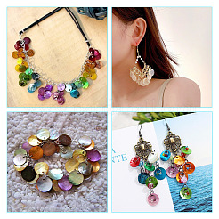 24шт 4 цвета окрашенной ракушки плоские круглые подвески&nbsp;FIND-TA0005-04