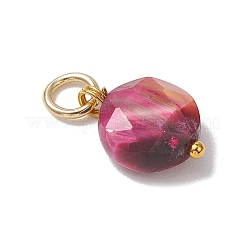 Подвески из окрашенного натурального тигрового глаза с шестиугольной огранкой&nbsp;PALLOY-JF04800-02