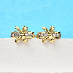 Серьги-кольца из латуни с бантом&nbsp;EJEW-S256-02B-G