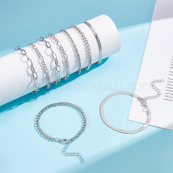 Комплект из 10 шт. браслетов-цепочек из сплава в богемном стиле для женщин&nbsp;BJEW-UN0001-68P