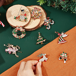9 шт. 9 стиля брошь-булавка со стразами на рождественскую тематику&nbsp;JEWB-DC0001-33
