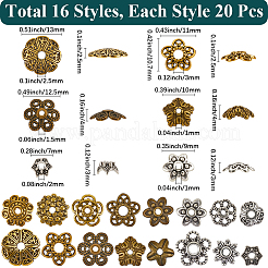 320 шт. 16 колпачка для бусин в тибетском стиле&nbsp;TIBE-SC0002-15