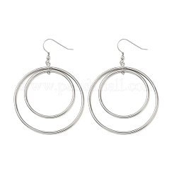 Плоские круглые серьги-подвески из нержавеющей стали 304 с гальваническим покрытием&nbsp;LS-EJEW-Z129-09P