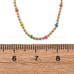 Женские ожерелья из нержавеющей стали 304 с разноцветной эмалью в виде шариков&nbsp;NJEW-K255-44G