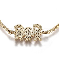 Латунные браслеты с микропаве из чистого кубического циркония&nbsp;BJEW-Z003-21G