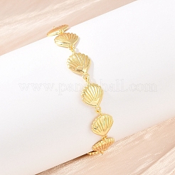 Браслеты-цепочки из латуни в форме ракушек для женщин&nbsp;BJEW-K248-07C-G