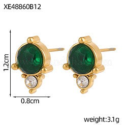 Серьги-гвоздики из нержавеющей стали 304 с кубическим цирконием&nbsp;STAS-OY009-15G