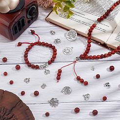 Наборы для изготовления браслетов из бусин из сплава и натурального дерева своими руками&nbsp;DIY-PH0023-48