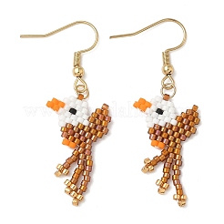 5 пара серег-подвесок в виде птиц из бисера из стекла Miyuki 304 из нержавеющей стали&nbsp;EJEW-MZ00555