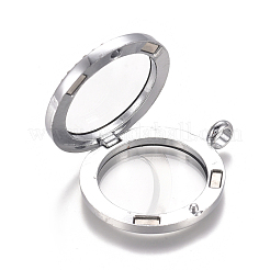 Плоские круглые сплав горный хрусталь магнитные медальон подвески&nbsp;PALLOY-WH0069-01-P