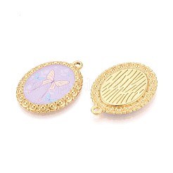 Овальная подвеска из нержавеющей стали 304 с винтажным принтом и подвесками в виде бабочек&nbsp;STAS-T071-29A-G