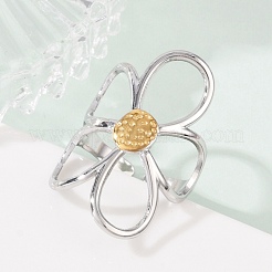 Кольца-манжеты из нержавеющей стали 304 с полым цветком&nbsp;RJEW-R018-02GP