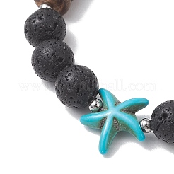 2 шт. эластичные браслеты из окрашенной синтетической бирюзы&nbsp;BJEW-JB13198