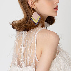 Наборы для изготовления сережек из натурального дерева в форме ромба своими руками&nbsp;DIY-YS0001-14