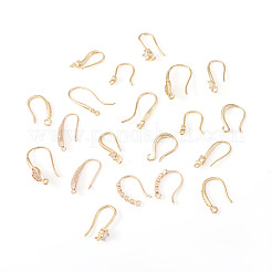 10 стиль латунные крючки для сережек с микропаве из прозрачного кубического циркония&nbsp;KK-TA0002-26