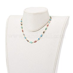 Латунная эмаль сглаз звено цепи ожерелья&nbsp;NJEW-JN03370