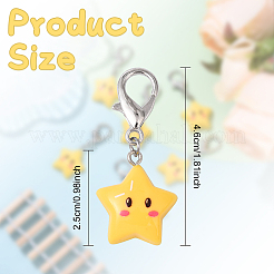 6 шт. подвесных украшений в виде звезд из непрозрачной смолы&nbsp;HJEW-YW00147