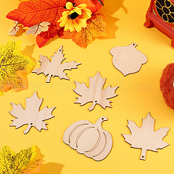 50 комплект незаконченных деревянных вырезных листьев из клена&nbsp;DIY-SP0006-74