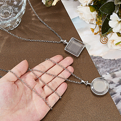 2 шт. 2 стиля ожерелья с подвеской в виде квадратного&nbsp;NJEW-FH0001-33