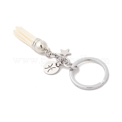 12 шт. брелок-подвеска «Двенадцать созвездий» из нержавеющей стали 304 и кисточка из искусственной замши&nbsp;KEYC-JKC01309