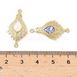 Подвески-соединители из латунной ракушки с перьями&nbsp;KK-I357-03G