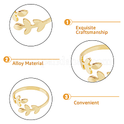 12 шт. 3-цветный набор колец-манжет в виде листовой ветки для женщин&nbsp;RJEW-HY0001-02
